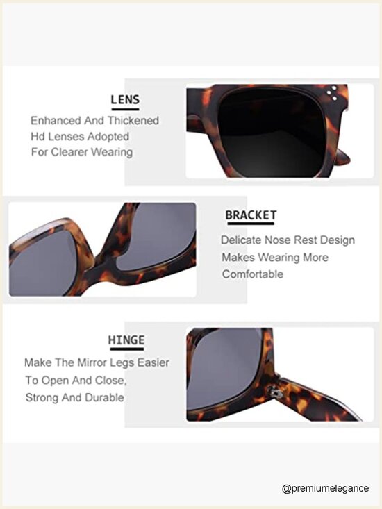 Vintage Oversized Square Sunglasses UV400 Protection Flat Lens main image 2